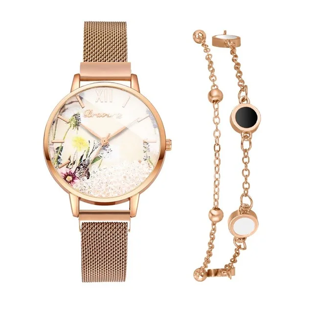 

2022 Woman Watch Magnet Removable Rhinestone Flowers Watch For Women Ladies Bracelet Watch Relogio Feminino, Multi colors