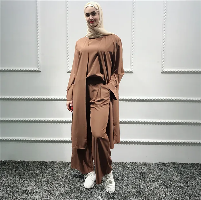 

Fashion daily wear 3-piece set muslim women suit, Black,pink,wine red,brown