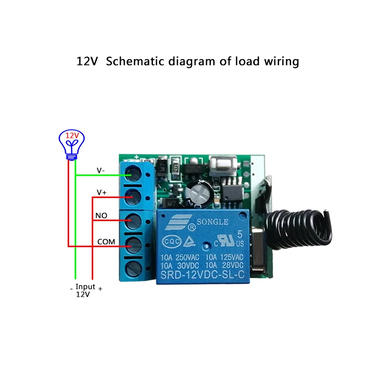 433 mhz telecomando senza fili interruttore dc 12v 1ch relè modulo  ricevitore 433 mhz per l'apprendimento del trasmettitore di codice a  distanza