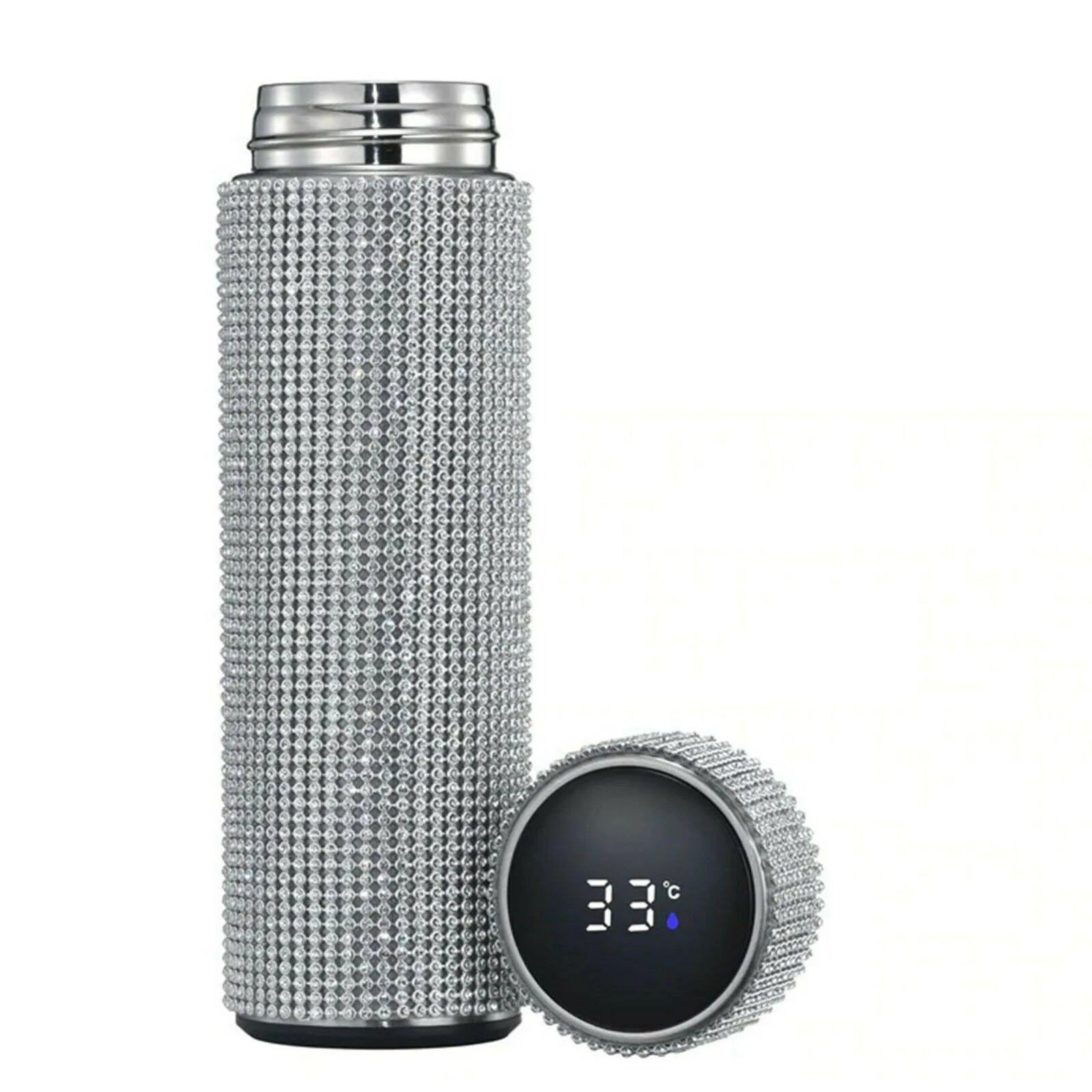 

500ml Creative Diamond Thermos Bottle Water Bottle Stainless Steel Smart Temperature Display Vacuum Flask Mug Gift for Men Women