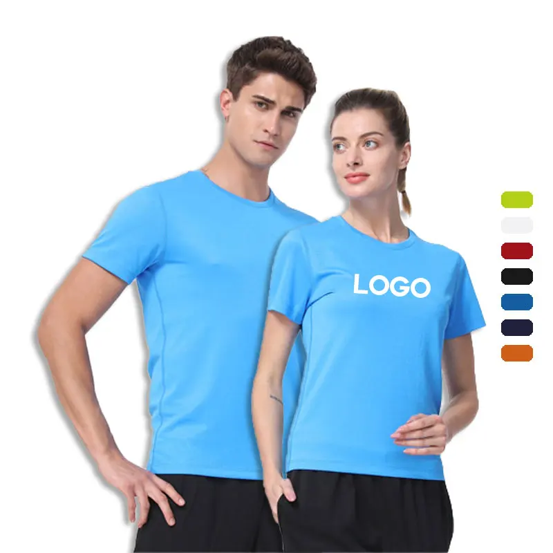 

Custom printing wholesale couple men's boy's women's blue blank gym sport plain t shirt plus size