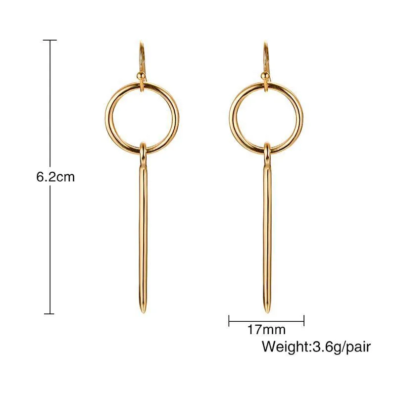 

Qings Fashion Silm Thin Stainless Steel Geometry 14k 24k Gold Plating Hook Piercing Studs Earring