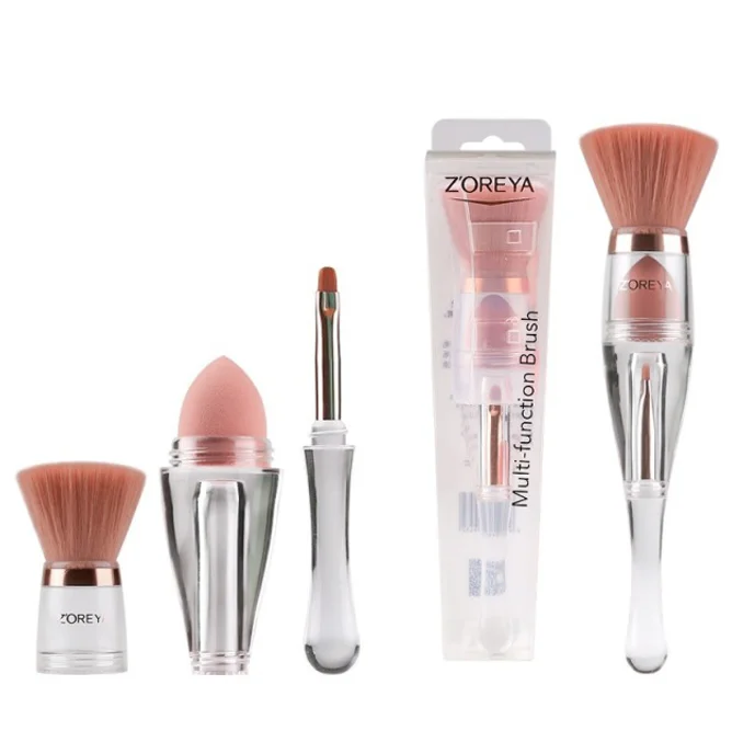 

3 in 1 Unique Makeup Brush Set Low MOQ Private Label Patent Makeup Brushes With Logo, Picture