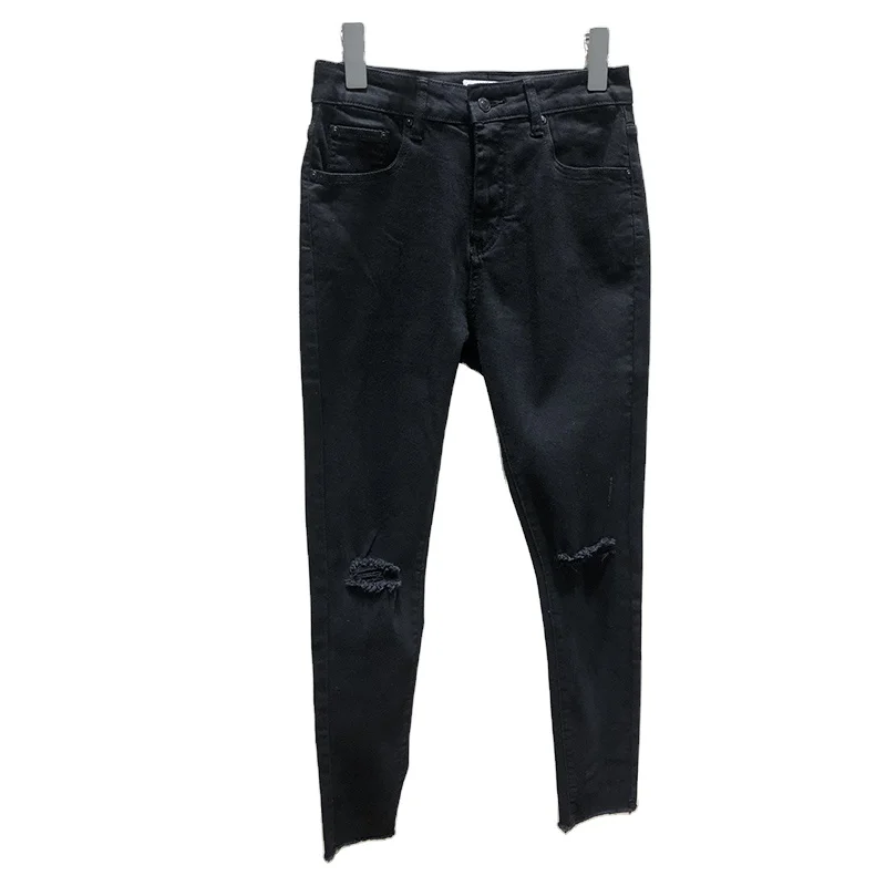 

2021 summer new arrival slim hole tight leggings female pants cotton jeans