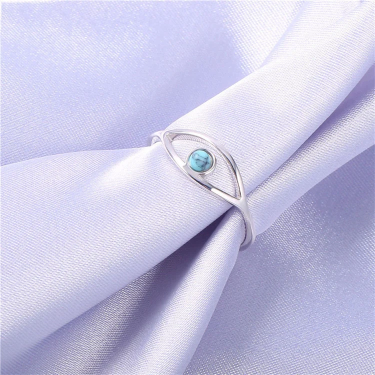 

New Design Blue Opal Ring Fashion Jewelry Women Silver Color Turquoise Rings, Picture