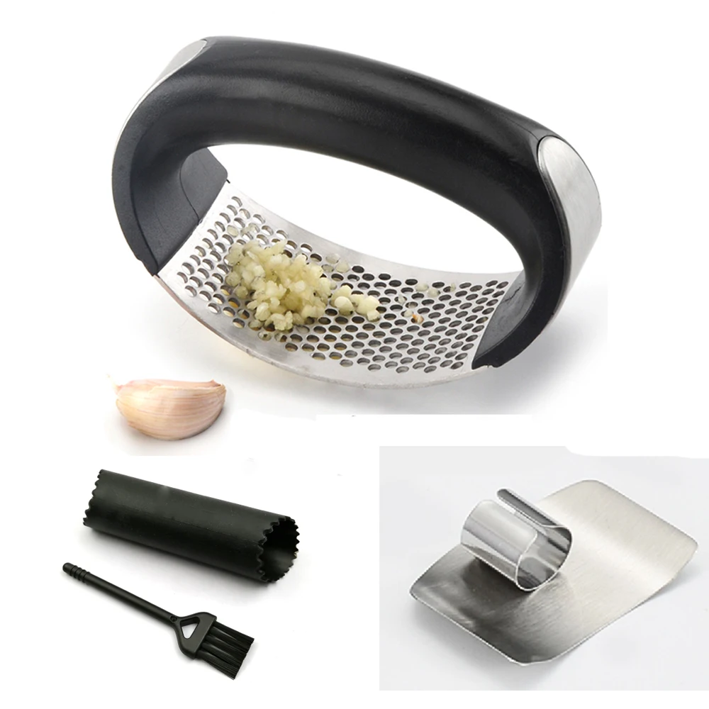 

Latest kitchen accessories set garlic plate grater metal peeler Finger guard brush garlic chopper press best ginger juicer, As photo or customized