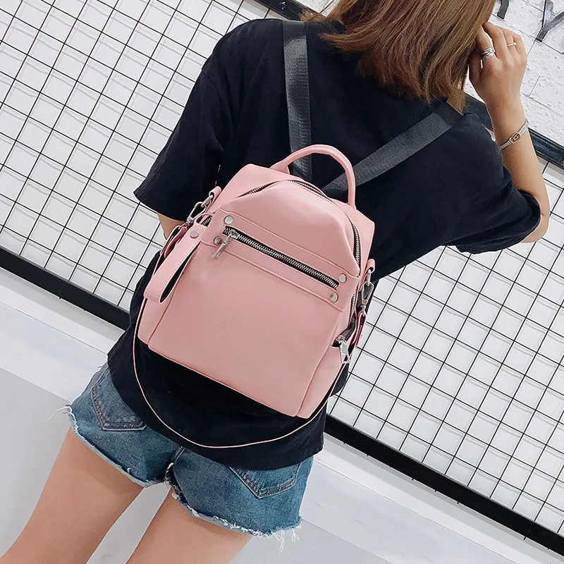 

The New Women Bag Simple And Stylish Classical Women's Backpack Solid Color 2021 New Product Backpack Wholesale, White, khaki, black, pink
