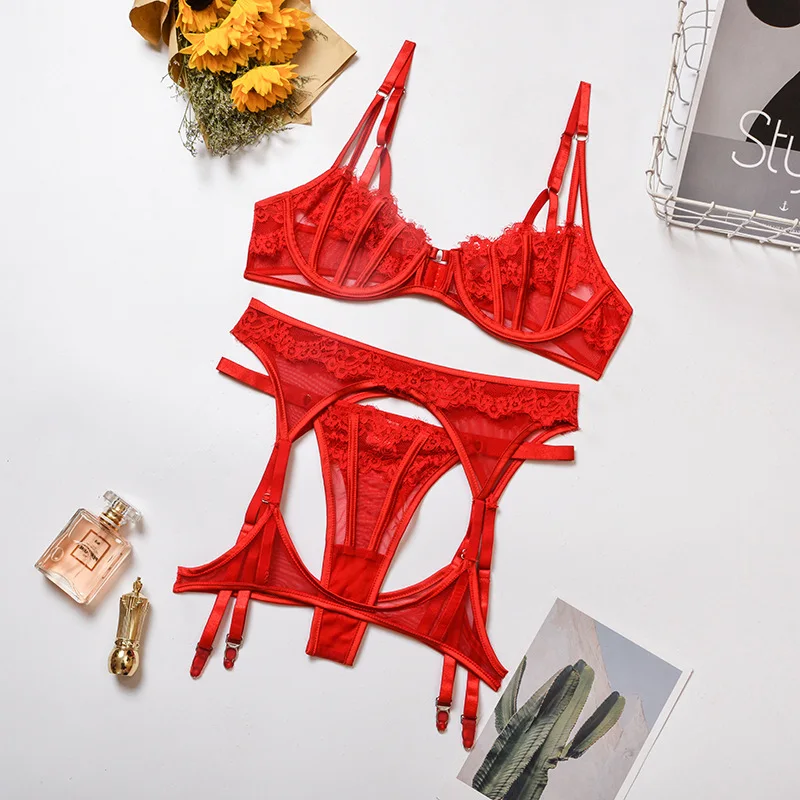2021 Mature Women Sexy Underwear Lace Lingerie Sexy Lingerie Set High Quality Elegant Red Bra 