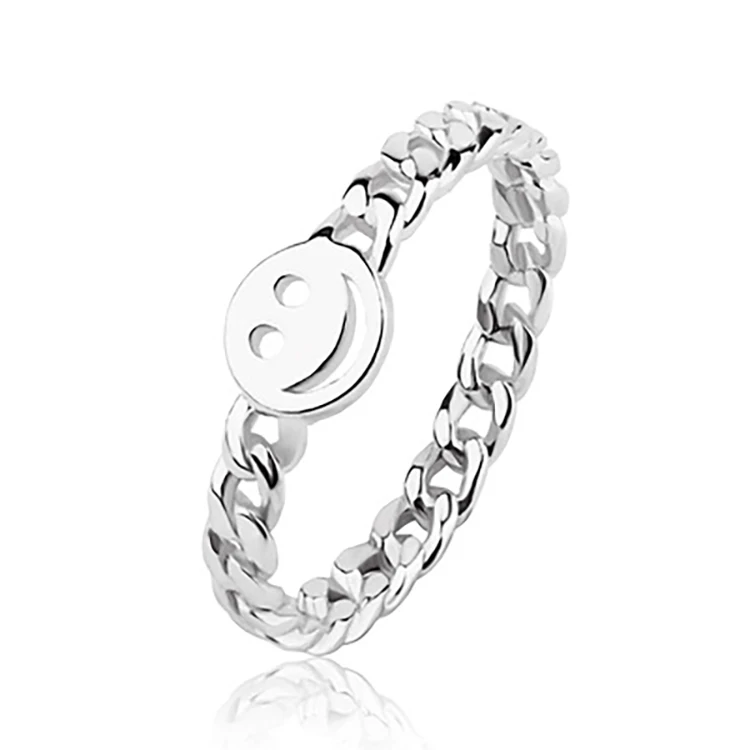 

Fashion Happy Smile Face Rings Jewelry Round Finger Rings Lucky Silver Plated Gold Rings for Woman