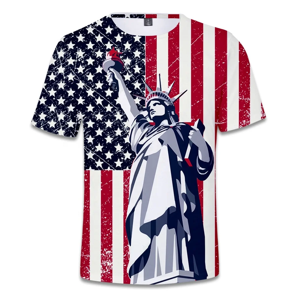

2021 new design American Statue of Liberty t shirt wholesale stock 3d printed American Statue of Liberty supplier from China