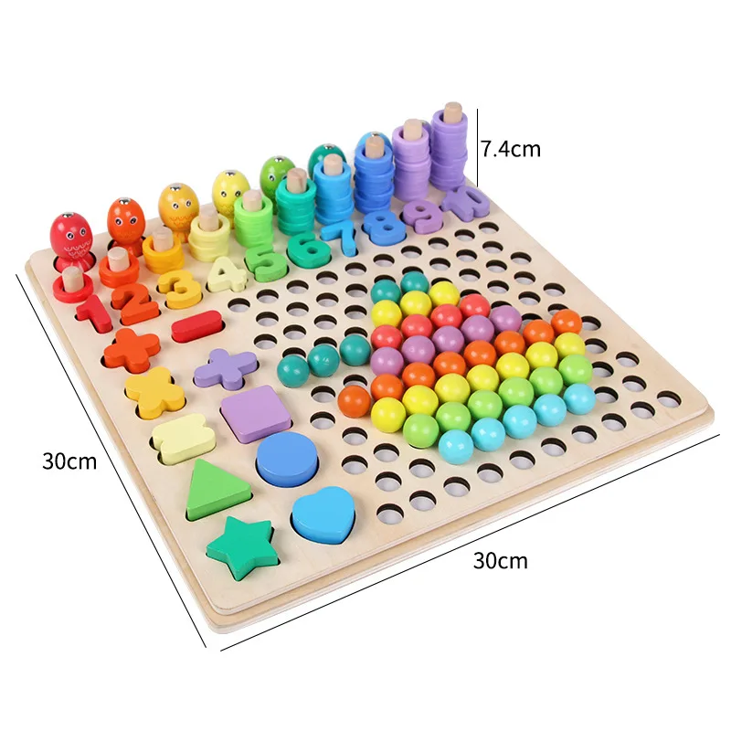 

Digital Shape Kid Wooden Educational Montessori fishing Count Numbers Matching board Math Toys For Children