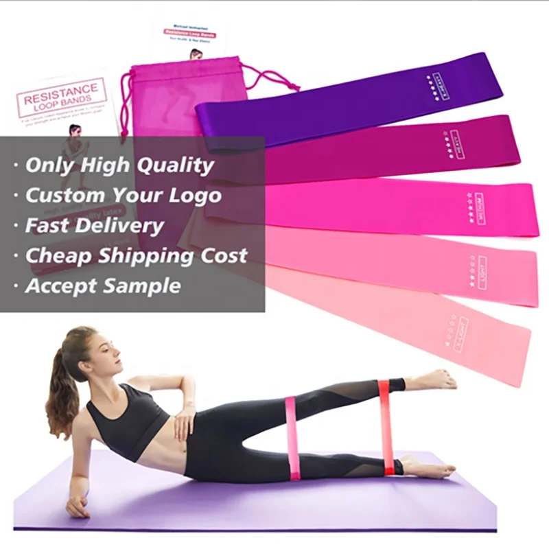 

Hight Quality new technology resistance bands band fitness hip workout rope gymnastic gum loop set gym elastic equipment rubber, 5 colors/ customized