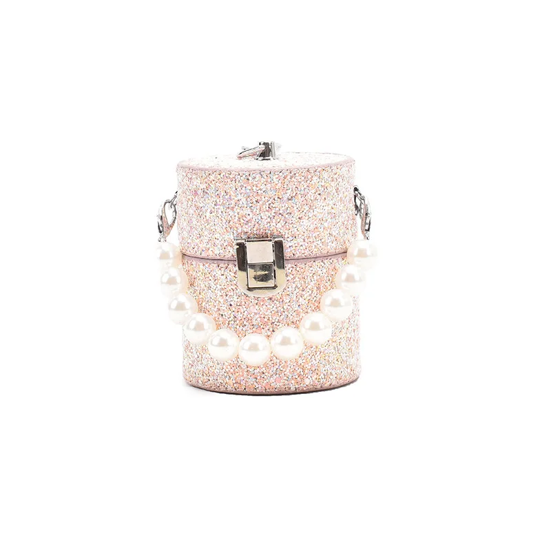 

Women Purses Pearl Messenger Bag Trendy Ladies Mini Cylinder Shoulder Bag Small Crossbody Bag Luxury Sequins acrylic purse, Customizable