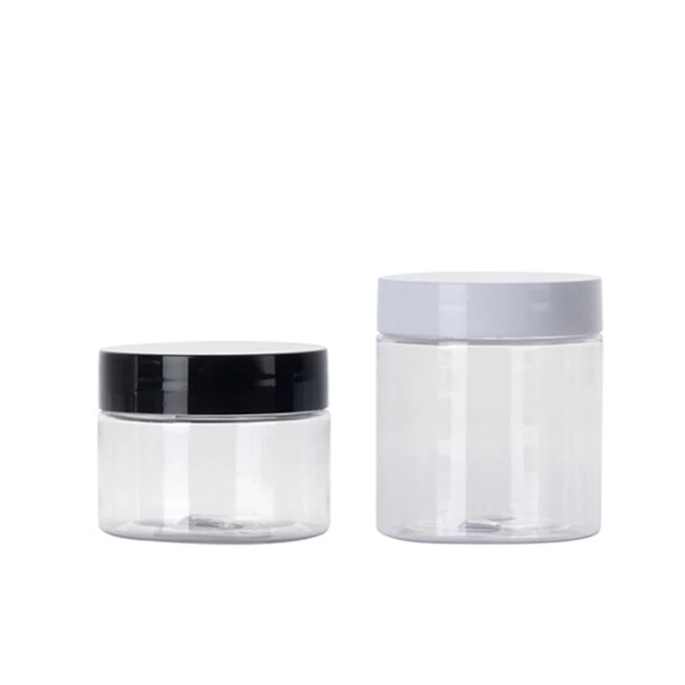 

50ml 100ml 120ml 150ml 200ml 250ml 300ml 4oz 8oz cosmetic packaging container PS PET plastic food cookie honey jars with lid