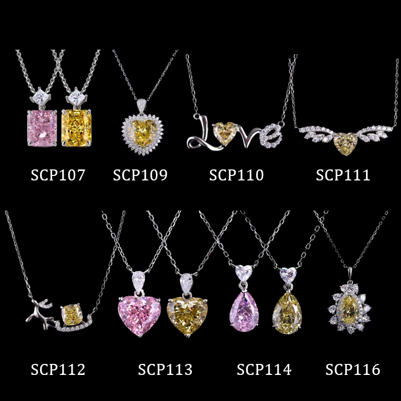 

Gold Plated Jewelry 925 Sterling Silver pear heart Cubic Zirconia Diamond necklaces for women