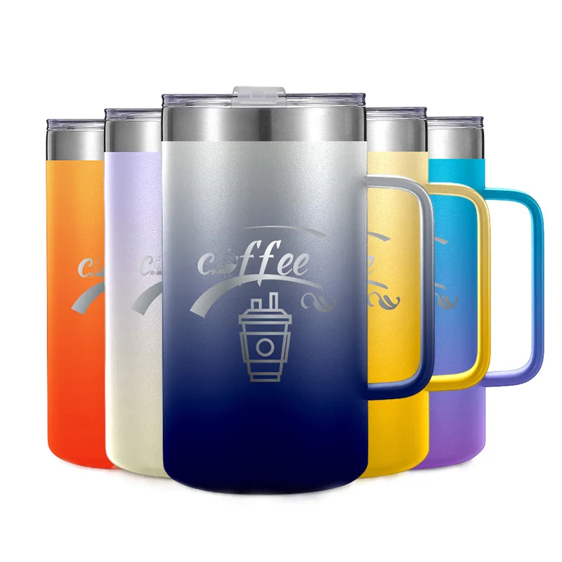 

Sublimation Christmas Cool Custom Logo Stainless Steel Vacuum Insulated Coffee Mug with Gold Handle, Can be chooosed