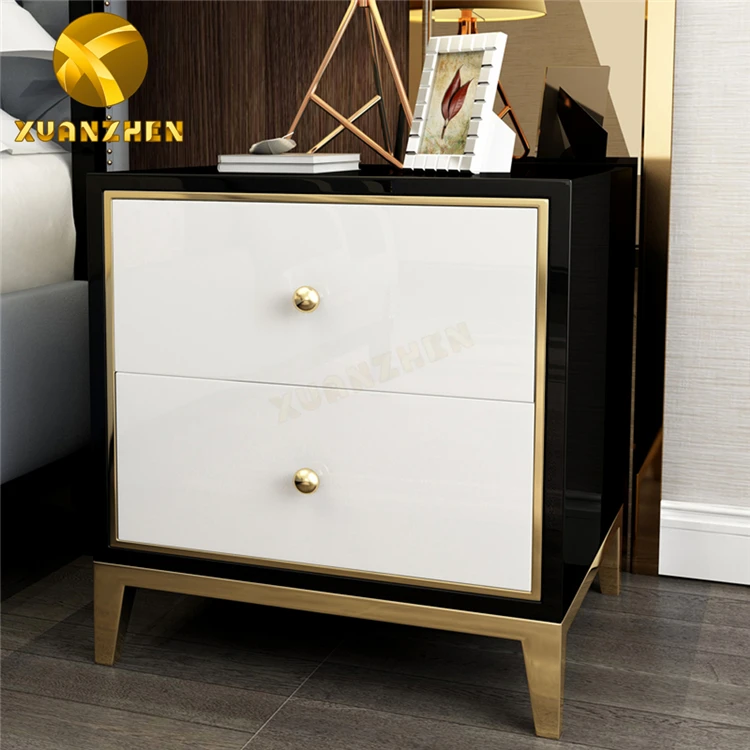 Bedroom furniture bedroom sets white wooden bedside cabinet modern nightstand bedside table with drawers