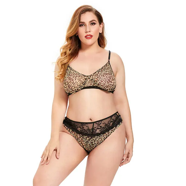 

Hot Selling Sexy Translucent Bra & Brief Sets Sexy Leopard Split Lace Lingerie For Women, Picture shown sexy lingerie or customize