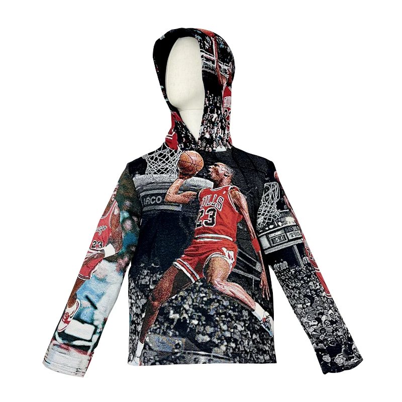 Drop shipping portrait Custom Woven Tapestry Hoodie Manufacturer