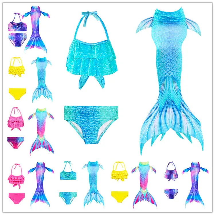 

Popular hot selling Swim mermaid tails for girls swimsuit bikini set swimming pool dress party, 15 colors as pictures show