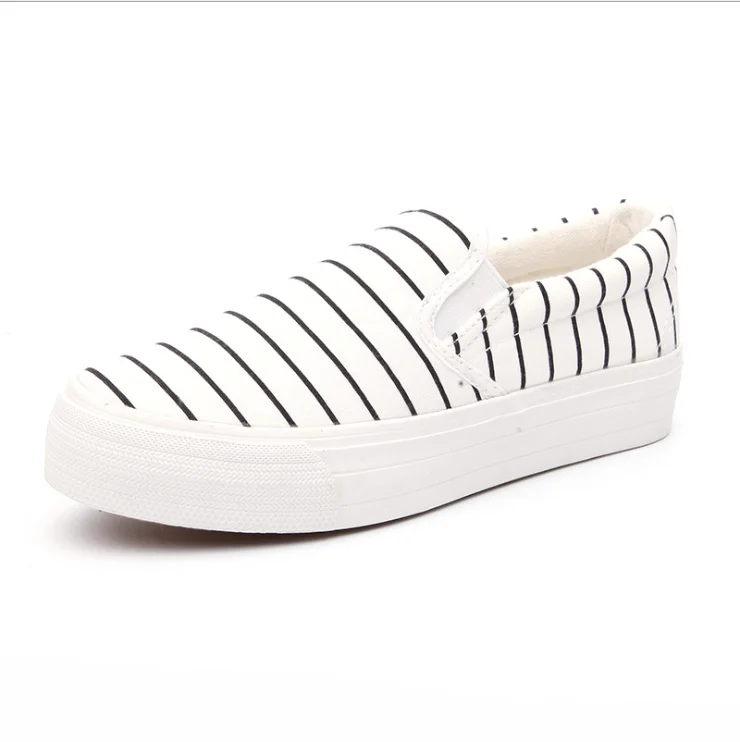 

ladies flatty hot sell female student casual canvas flat cheap white loafers custom women girl slip-on Platform shoes, White ,blue ,black ,red as picture