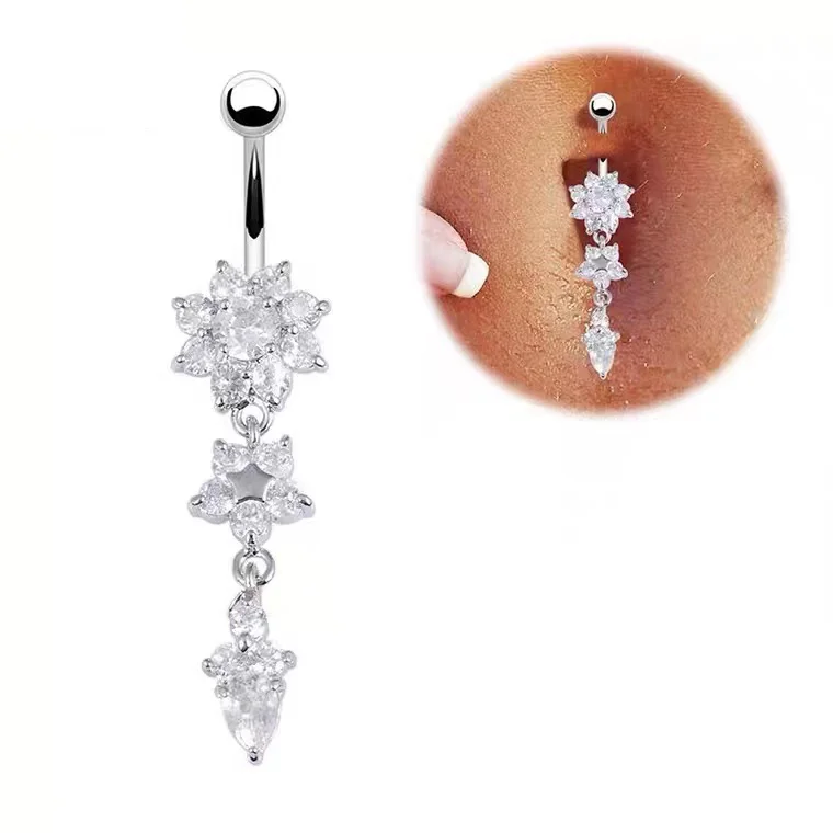 

CZ Navel Banana Bar Piercing wholesale stainless steel Crystal belly ring, Wh,bk,rd,ye,bl,or...