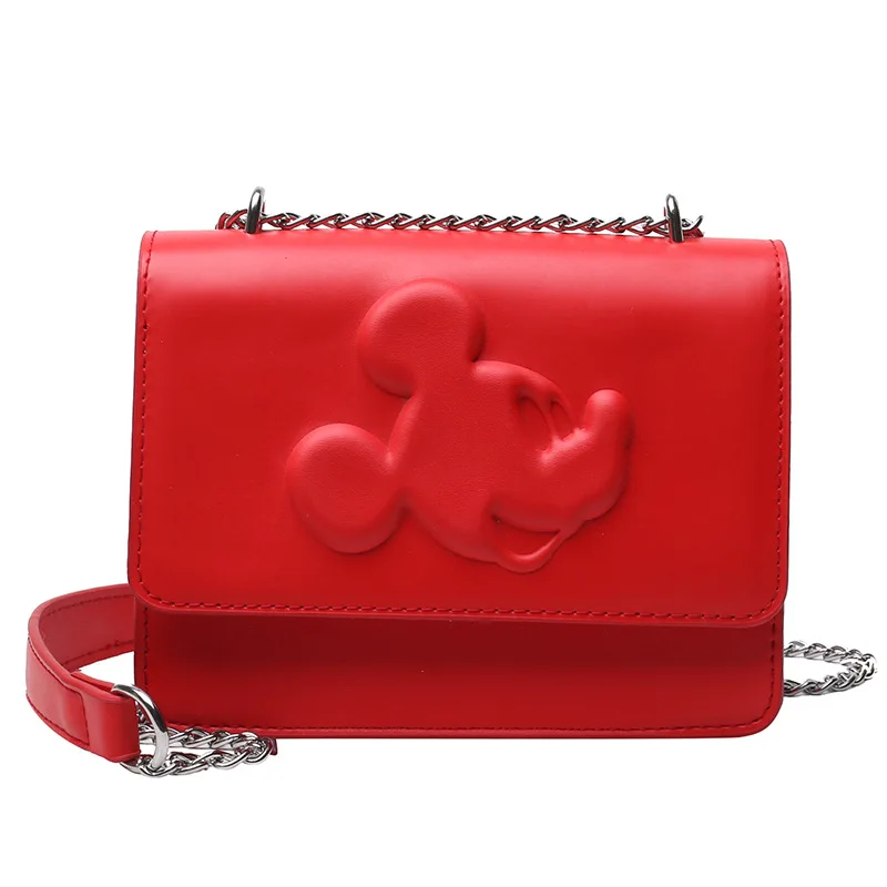 

chain crossbody handbag for women 2021 New trending Mickey shoulder messenger bag fashion chain embossed pu Small square bag, Customized color