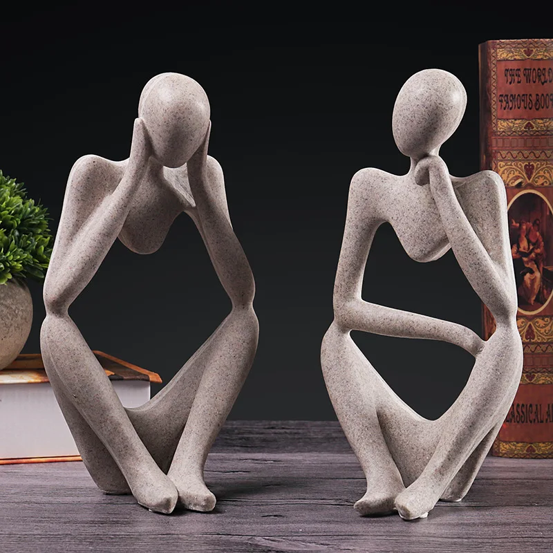 

Living Room Office Sandstone Drawing Pensive Character Decoration Nordic Creative Study Home Decoration Furniture, As photo