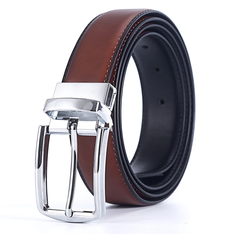 

Luxury men belts rotated buckle reversible fold-resistant durable men belts