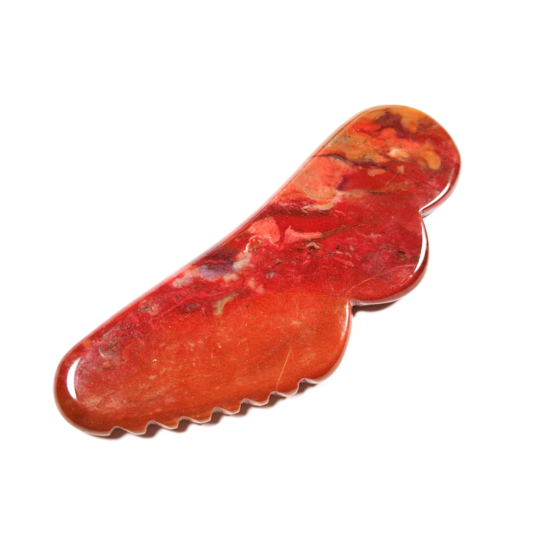 

Chinese supplier jagged Mookaite jasper gua sha board for face wing guastone gua sha massage tool