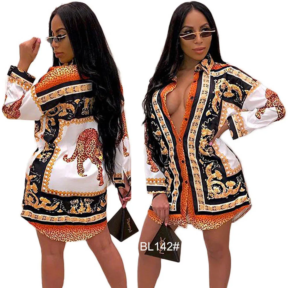 

2019 Spring and Autumn new Euramerican women's tops shirt long sleeve leopard print ladies blouses, As photo