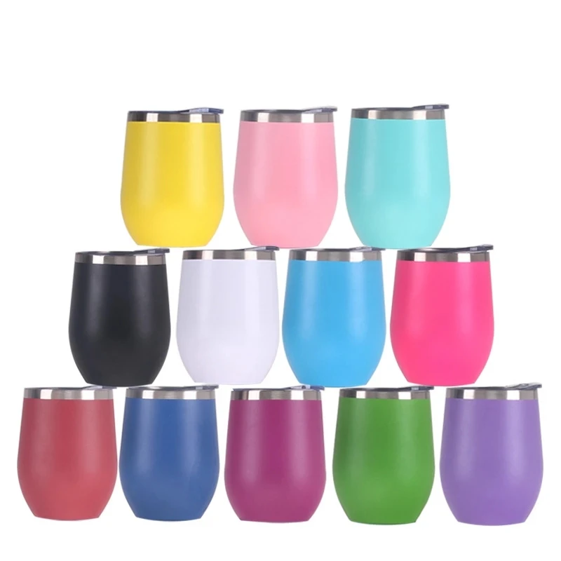 

Hot Sale Products 2022 USA Amazon 12 oz Double Wall Stainless Steel Insulated Coffee Wine Cup Wine Tumbler with Closure Lids, Customized color