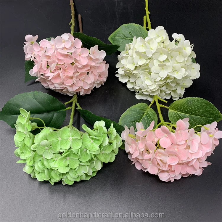 

QSLH Ti377 Latex Hydrangeas Flowers Artificial Wedding Bush Hydrangeas Real Touch Hydrangea Artificial Flower For Home Decor