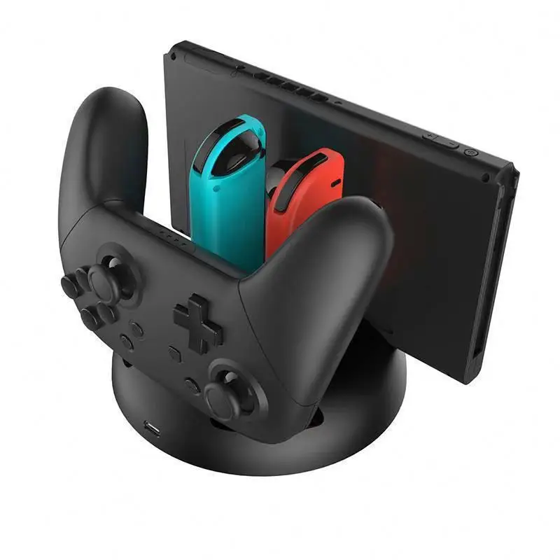 

4 In 1 Charger Charging Dock Station For Nintendo Switch Joypad Ns Pro Controller & Switch Lite Console, Black
