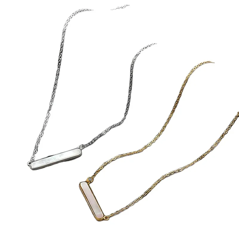 

Women Jewellery 925 Sterling Silver Gold Plated/Rhodium Plated White Shell Bar Pendant Necklace