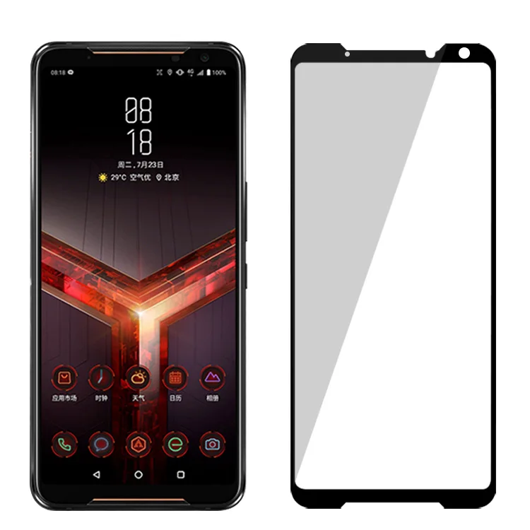 

2.5D Complete coverage 9H hardness ZS660KL rog2 Toughened glass Screen protection film for asus rog phone 2 screen protector, Black
