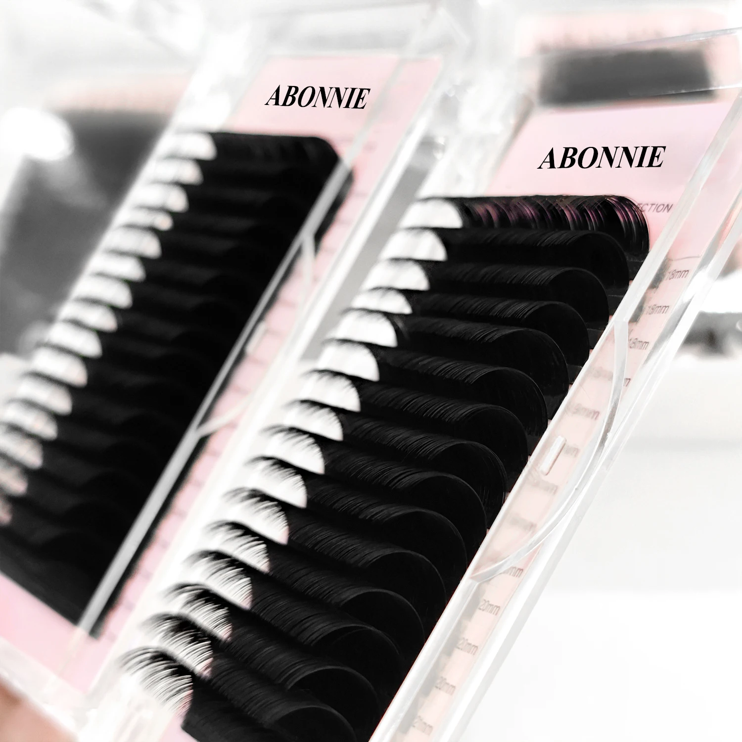 

Abonnie Wholesale Fluffy Eyelash Extension Pbt Fiber Velvet Lash Extensions Matte Black Fluffy Dark Matte Cashmere Lash Trays