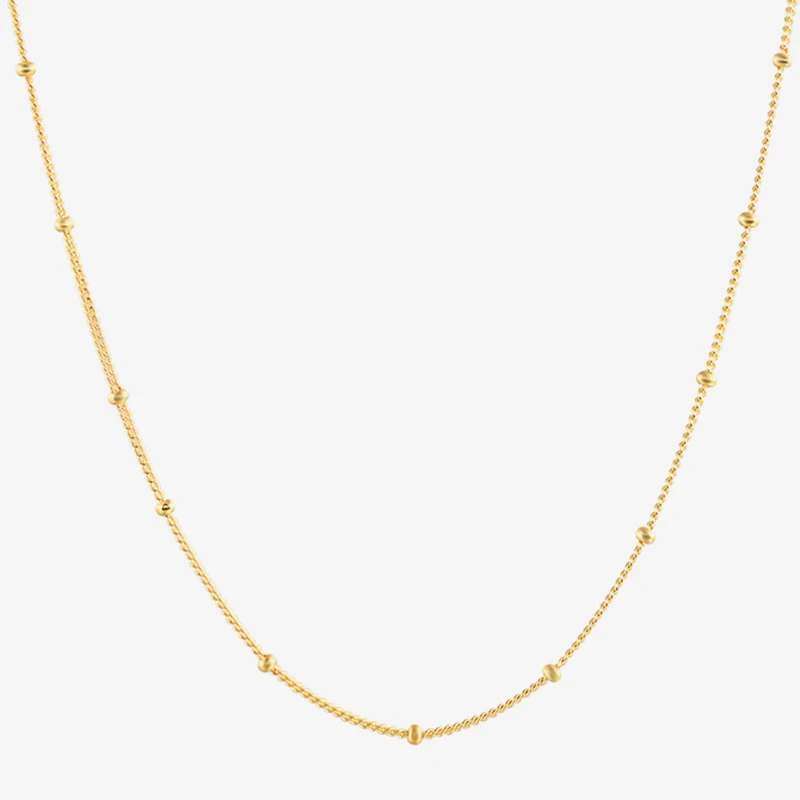 

S925 sterling silver 18K gold plated chocker bead necklace simple clavicle chain