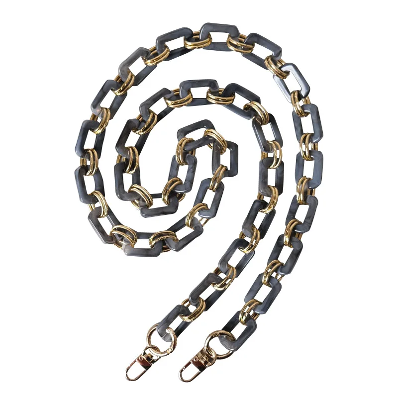 

ABPF wholesale vintage square gold metal chain bag acrylic straps lanyard, Transparent
