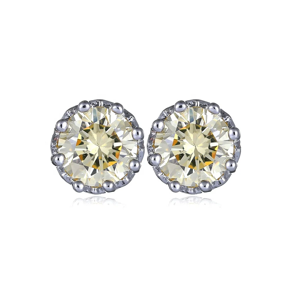 

Size Eight-Claw Diamond Zircon Fasion Women Stud Earring, White, yellow