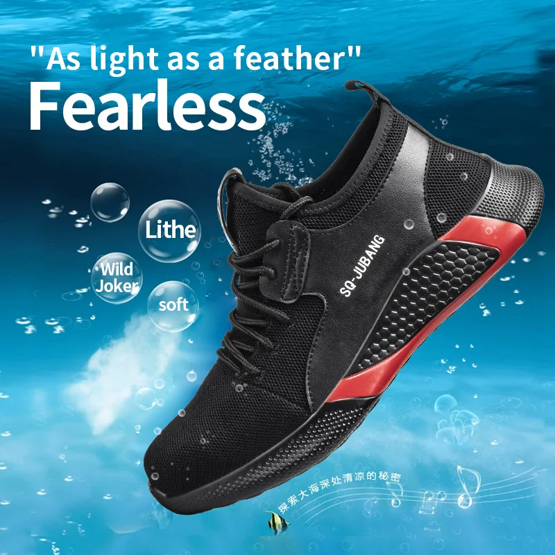 

Steel-Toed Shoes Flying Knitted Breathable Lightweight Non-Slip Anti-Stab And Anti-Smash Safety Shoes For Man