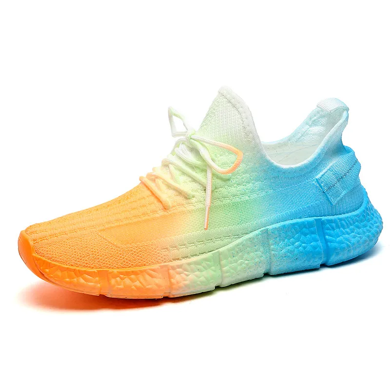 

Wholesale purchase of men and women fly weave sports casual shoes seven color fluorescent shoes men's training shoes, 7 colour