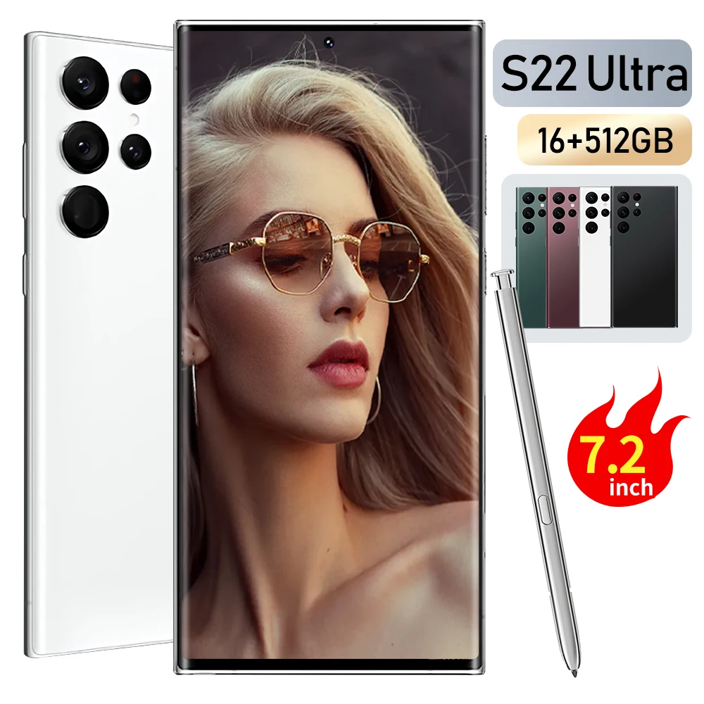 

Hot Selling S22 ULTRA Original 16gb+512gb 24MP+48MP Face Unlock Full Display Android 12.0 Cell Gaming Phone Smart Mobile Phone, Black/white/green/pink