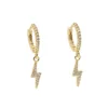 fashion cute Lightning charm dangle earring with small hoop paved women lady beautiful gold color hoop dangle earrings