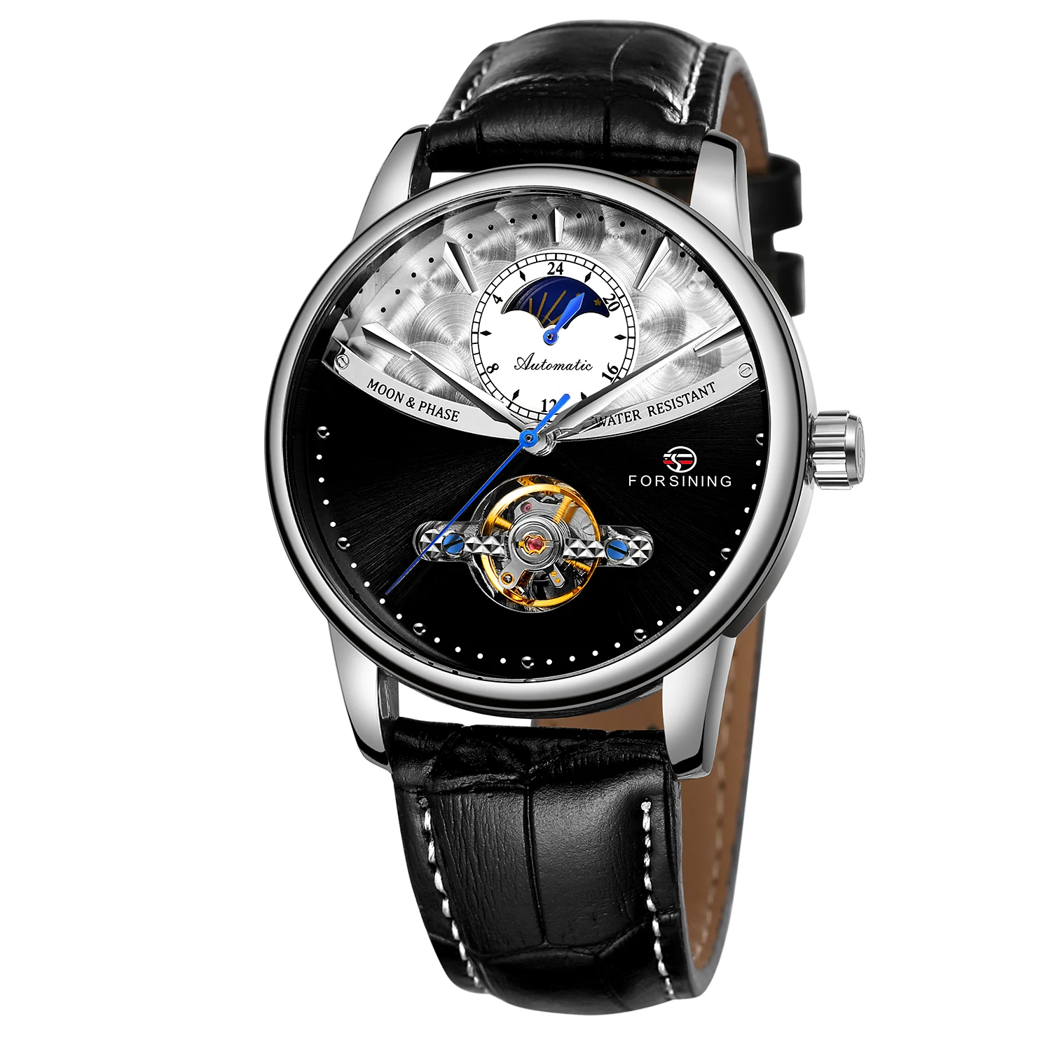 

2022 Forsining Factory Leather Tourbillon Automatic Watches Mens Luxury Flying Moon Phase Tourbillion Mechanical Watch for man