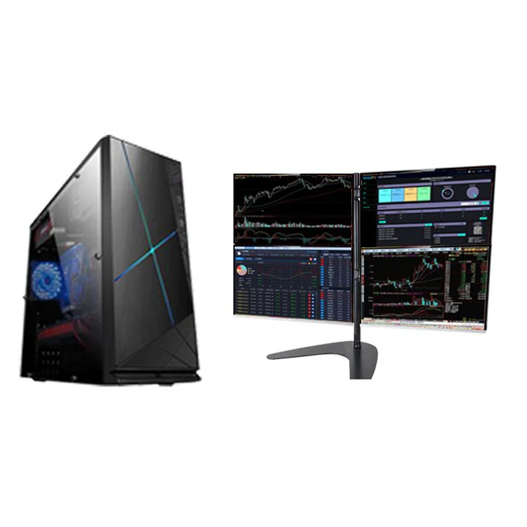 

Office work multi-screen 4 screen multi monitors desktop computer, White/black