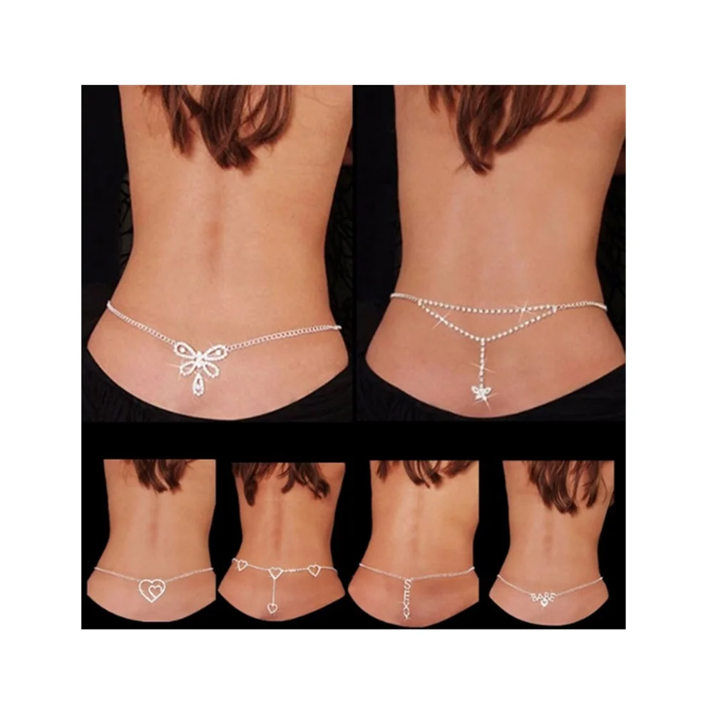 

Sexy Adjustable Body Chain Jewelry Crystal Belly Chains Rhinestone Butterfly Waist Chain