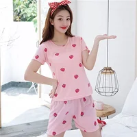 

Sleepwear One set High quality New cute nighty Wholesale one set Chinese short Sleeve Women Pajamas