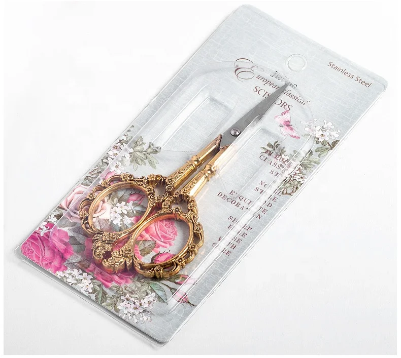 

Optional 4 Colors European Style Stainless Steel Scissors Retro Plum Flower Design Scissors Nail Art Tool Small Retro Scissors, 6 colors