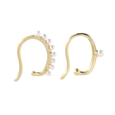 

Creative New Arrival 18K Gold Plating Metal Circle Cuff Earrings Pearl Geometric Circle Cuff Earrings for Party